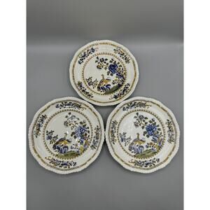 Set 3 Pc Spode "Peacock" Pattern Gadroon Edge Salad Bread Plate